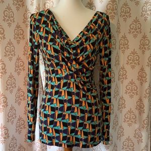CAbi drape neck long sleeve top style #231 M